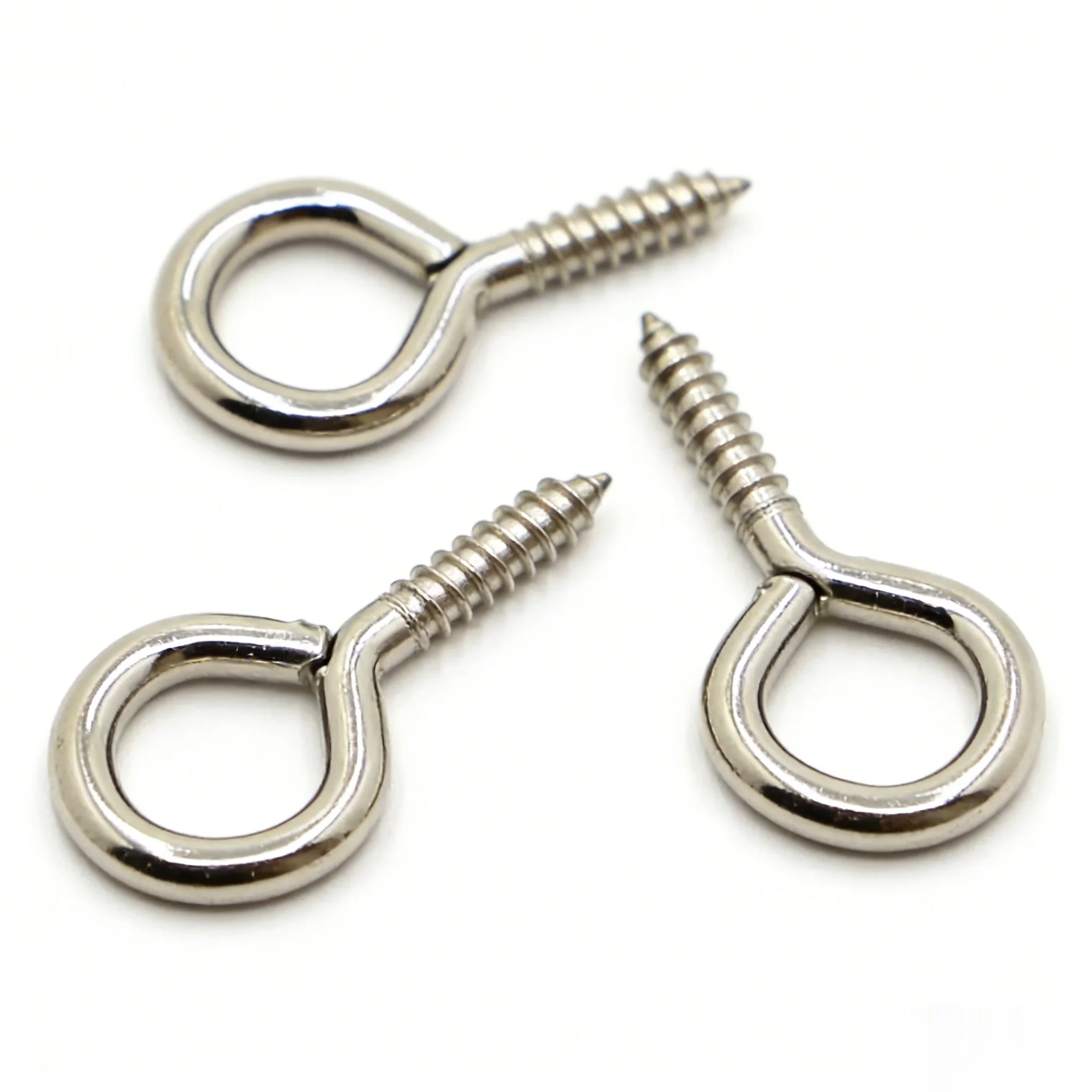 0# -14#  Nickel Plated Eye Screw Hooks Self Tapping Screws Hook Ring Eyelet Hooks
