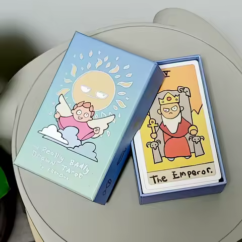 The Really Badly Drawn Tarot Deck In Rigid Box 12*7cm 78 Pcs Funny Tarot Cards Printed on 350GSM Double-embossed Cardstock