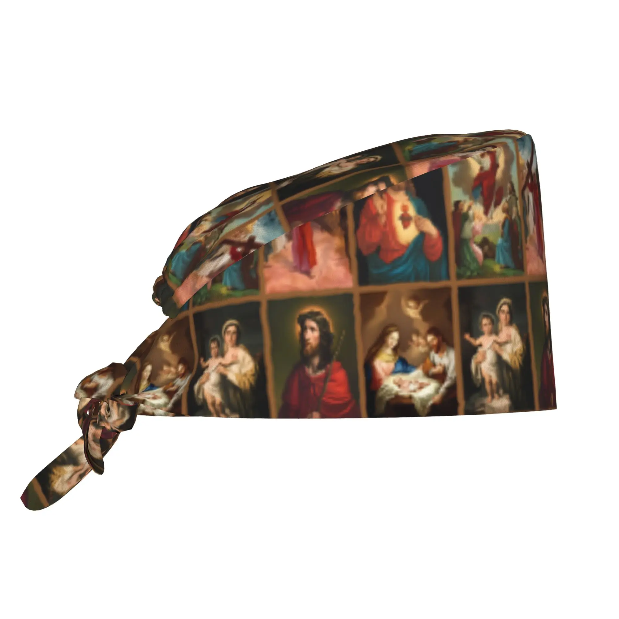 Jesus  Catholic Saints Religious  Scrubs Cap Surgical Hats Women Men  Operating Room Cap Operator Hats Lab Works Hat