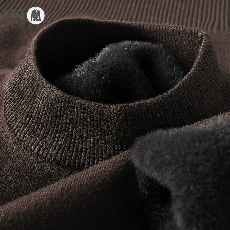 Men's Solid Color Half Turtleneck Knitwear Sweater Mock Neck Pullover Casual Autumn Winter Sweatshirt Brand Mens Clothing