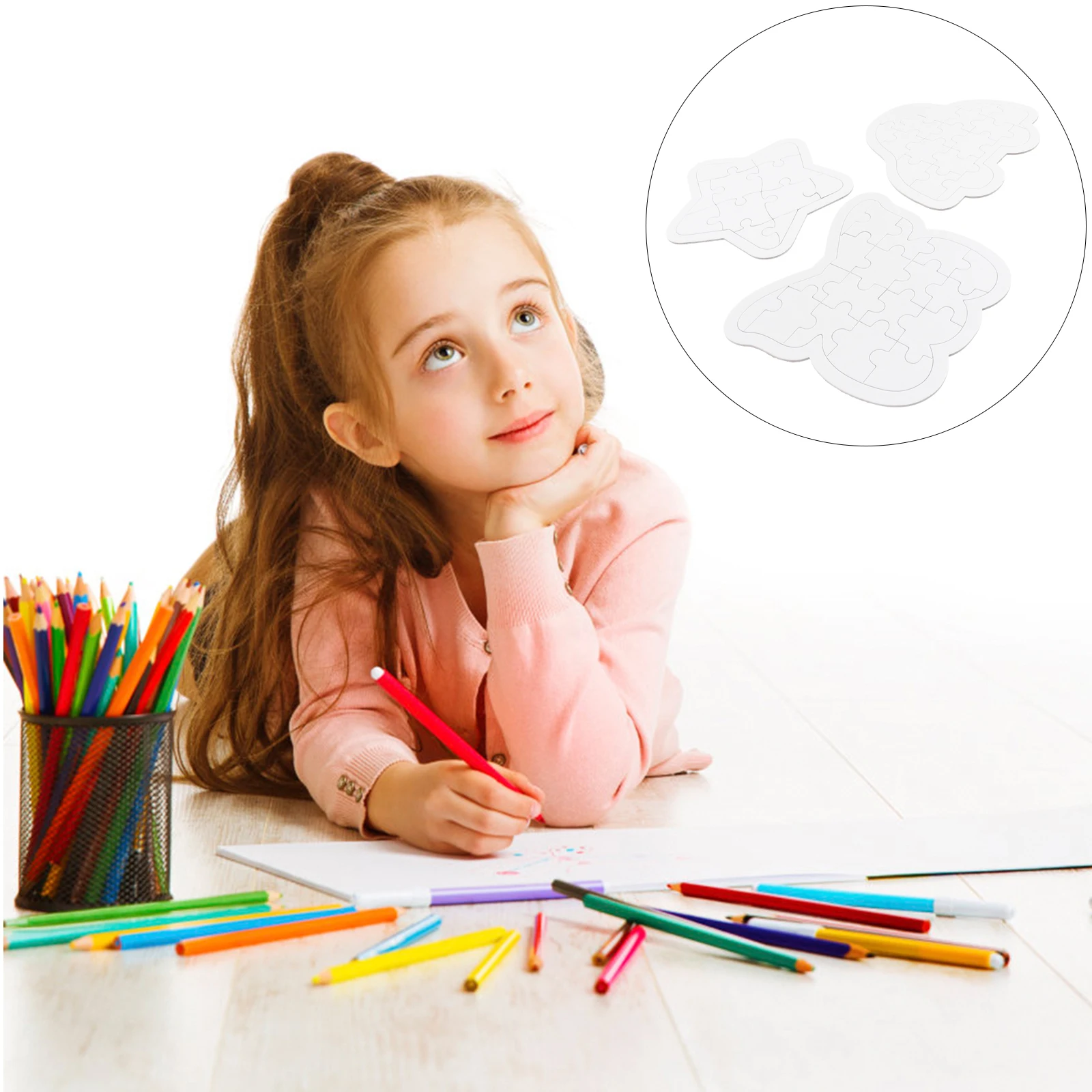 

6pcs Coloring DIY Blank Graffiti Paper Drawing Puzzles Children Art Craft Toy Safe Edges Reusable Fun