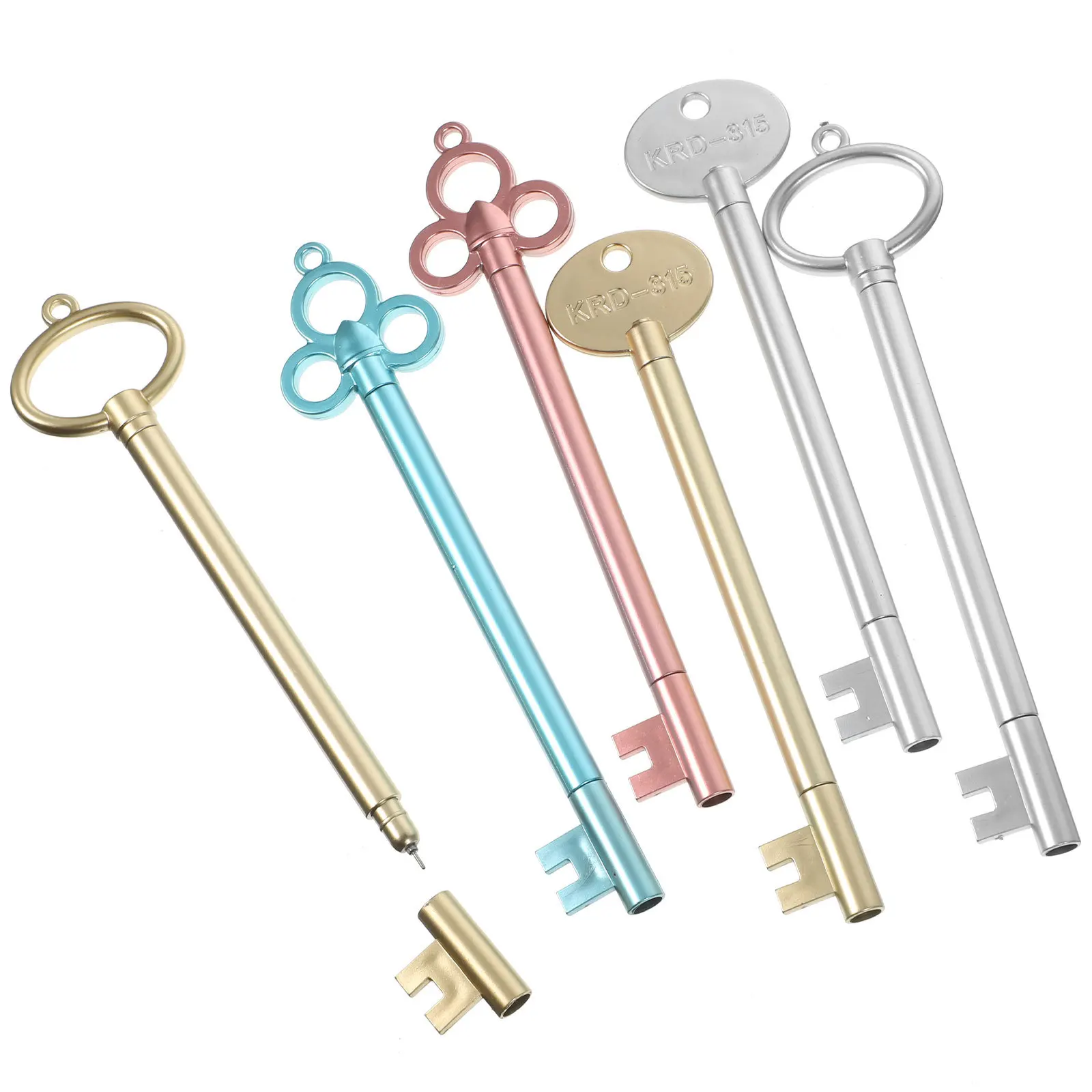 12pcs Retro Key Shaped Gel Pens Smooth Writing Comfortable Grip For Students Office Home Use Multipurpose Note Taking Pens