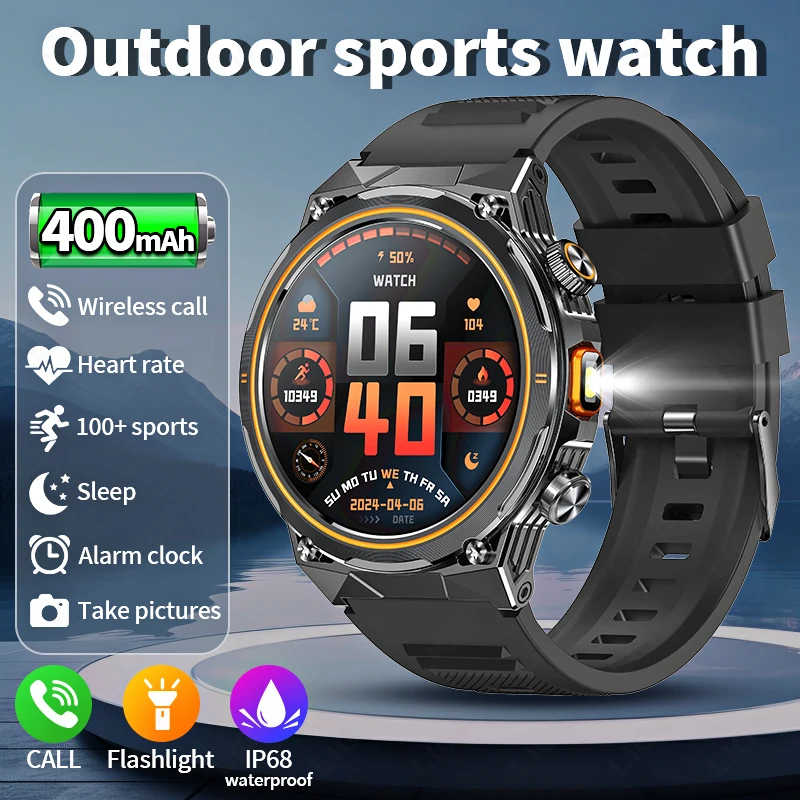 

Original LIGE New Smart Watch Men 100+ Sports Mode Bluetooth Call Magnetic Charging IP68 Waterproof Flashlight Gift Smart watchs