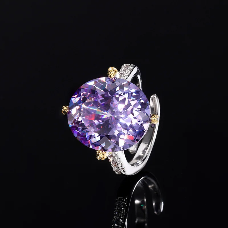 Jewelry Gold-Plated Bird's Nest Cut Gemstone Vintage Egg-Shaped Ring for Women 14*16