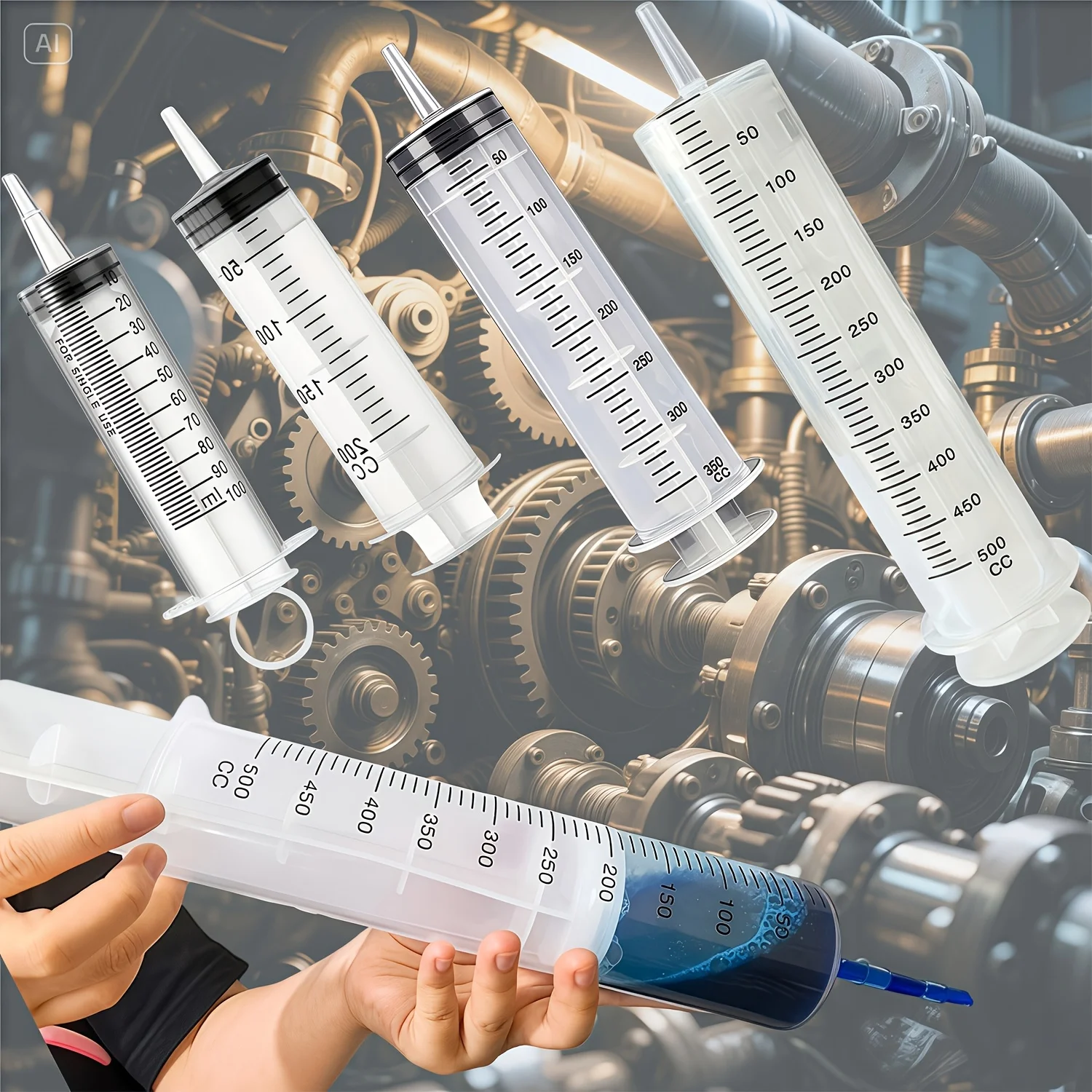 مجموعة واحدة من أدوات السيارات ذات الاستخدام المزدوج لشفط المياه/الحقن من نوع الحقنة، والتي يمكن استخدامها لشفط/حقن زيت المحرك/البنزين #5