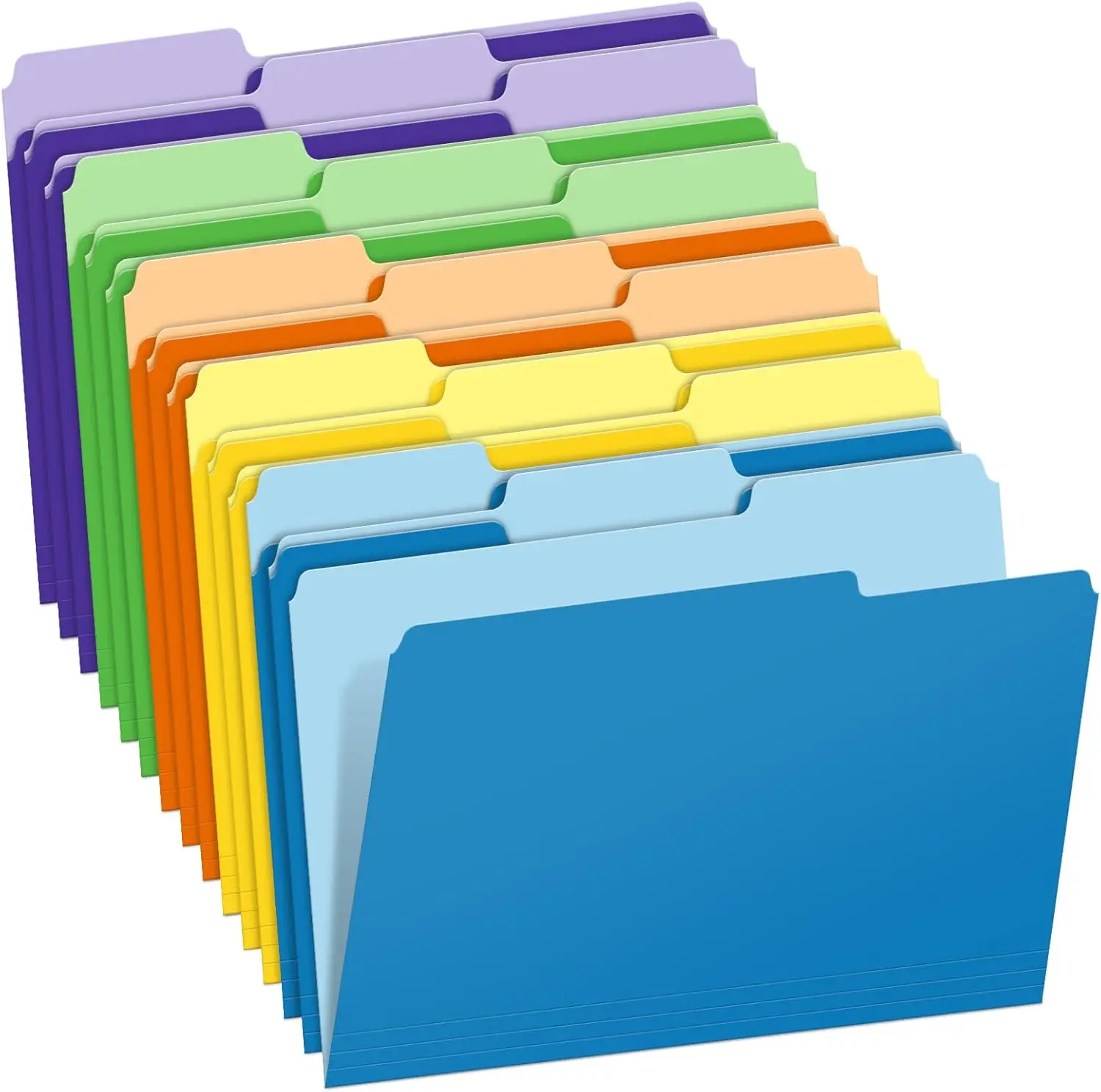 

15 Pack Two-Tone File Folders, Letter Size with 5 Colors and 1/3-Cut Tabs for Office School Organization