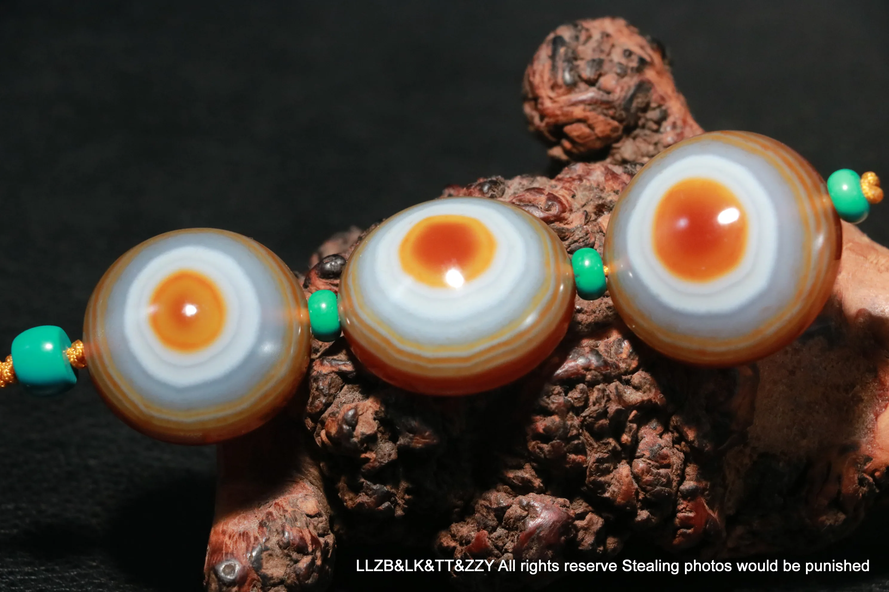 

Set of 3 PCS Energy Tibetan Top Old Agate Goat Eye Heaven Eyed dZi Bead Pendant FR TT UPD220724A135