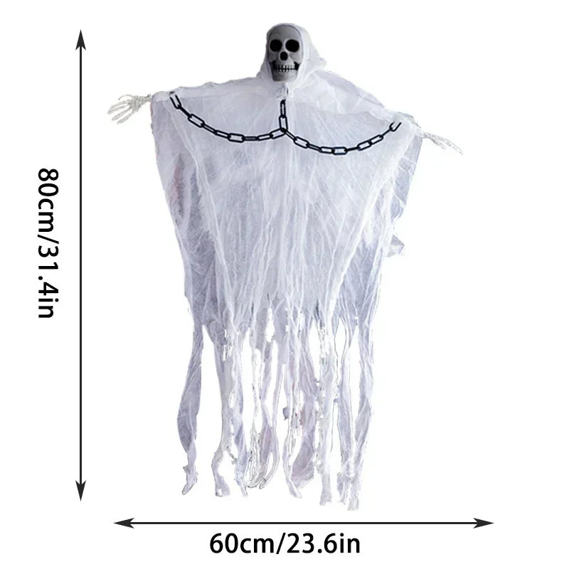 Halloweenowe wiszące duchy, czaszki, szkielety z gazy, straszne rekwizyty, dekoracje do nawiedzonego domu, na zewnątrz, do ogrodu, dekoracje horror, Lofytain — 2