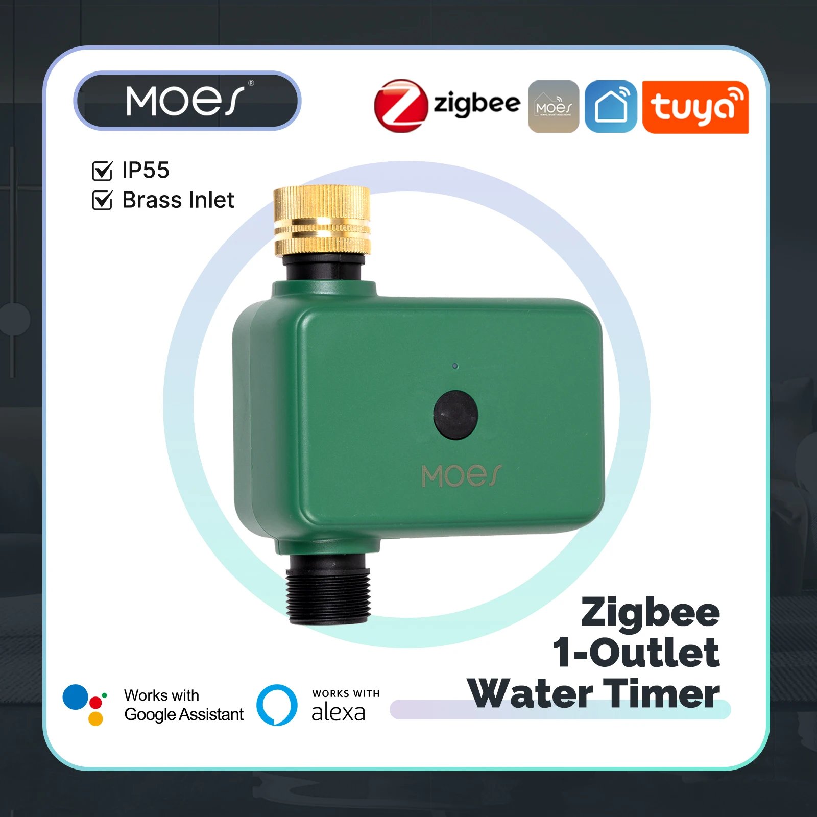 MOES Smart ZigBee Water Timer, Brass Inlet Filter, Programmable Irrigation System, Works with Tuya, Alexa & Google Home