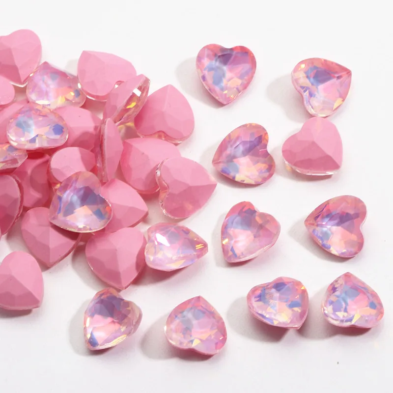 20Pcs Nail Art Rhinestones Colorful Sparkle DIY Heart Shaped Glass Gem Stones For 3D Decals Nail Art Decorations 8x8mm Charms