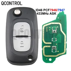 QCONTROL 433MHz PCF7946A/7947A VA2 Remote Car Key Fob for Renault Clio Scenic Kangoo Megane. Master Twingo 2004 - 2016