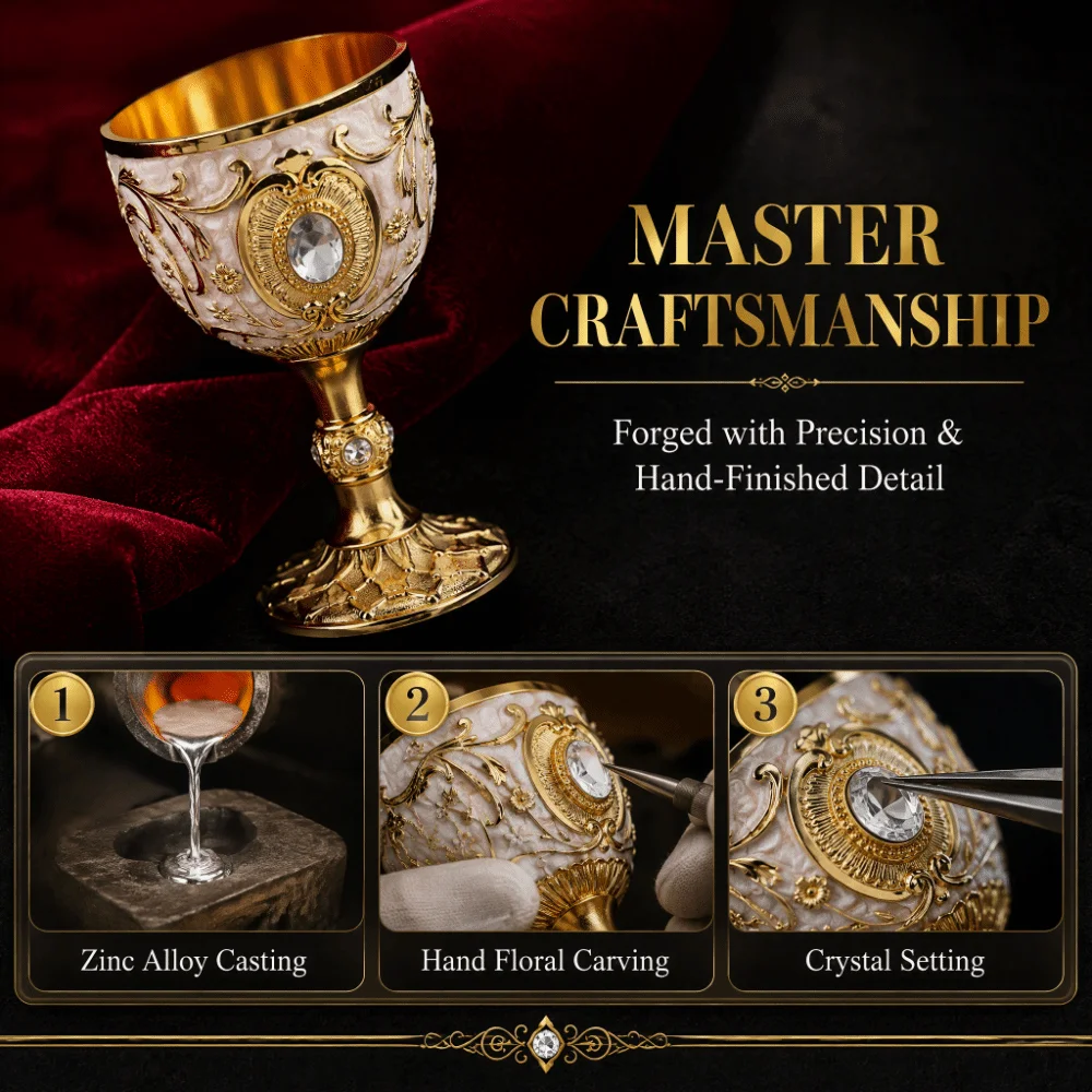 Goblets & Chalices Gold And White Vintage Chalice Alloy Mini Medieval Goblet Small Metal Wine Cup Home Bar