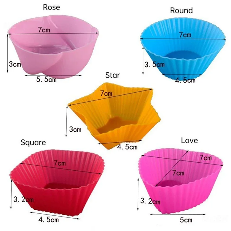 1/5/10pcs Random Color Silicone Cake Mold Silicone Cake Baking Mold Cup Cupcake Pudding Mold High Temperature Resistant and Soft