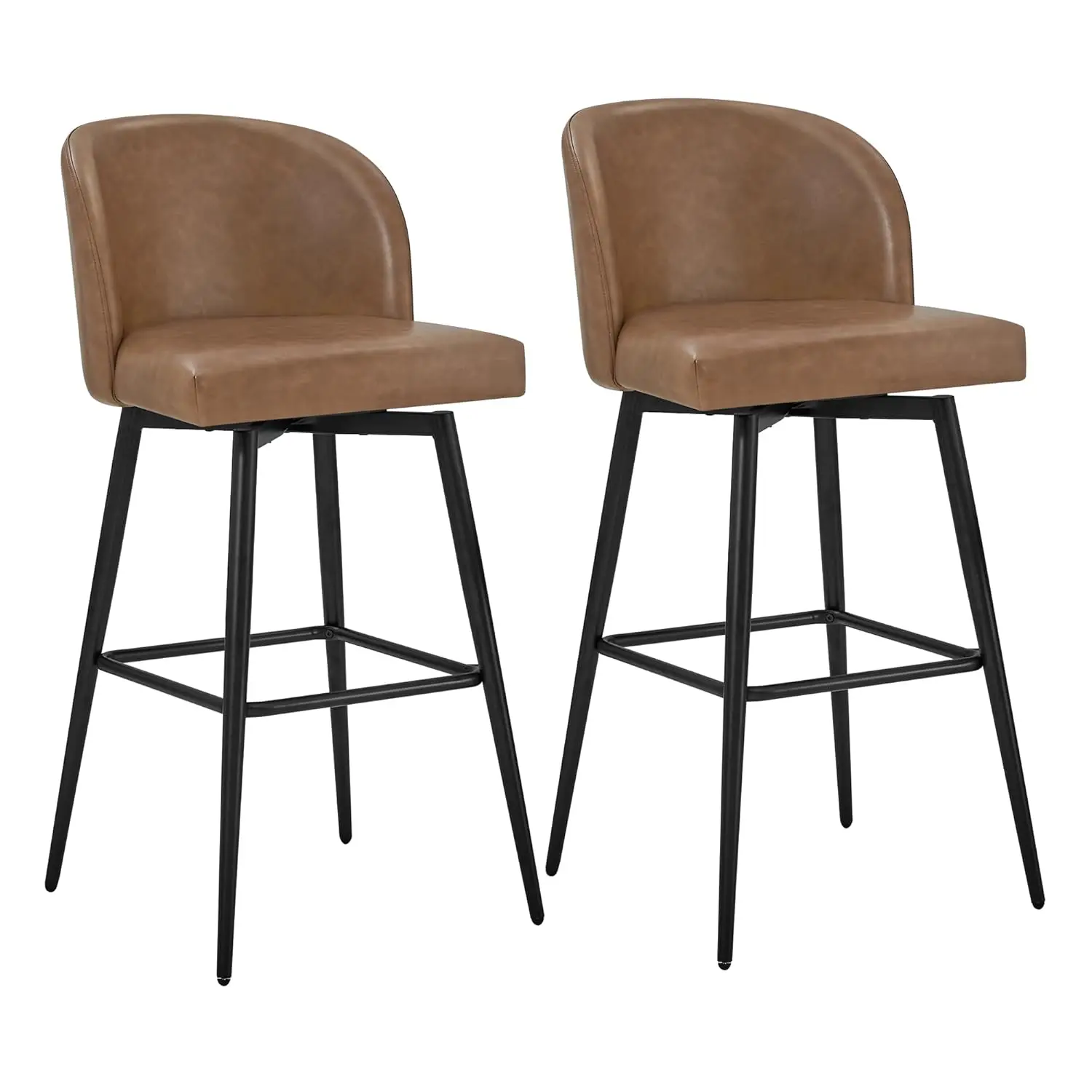 

Barstools Bar Height Set of 2, Upholstered 360° Swivel Bar Stools with Backs and Metal Legs, 30" H Seat Height,, Customized