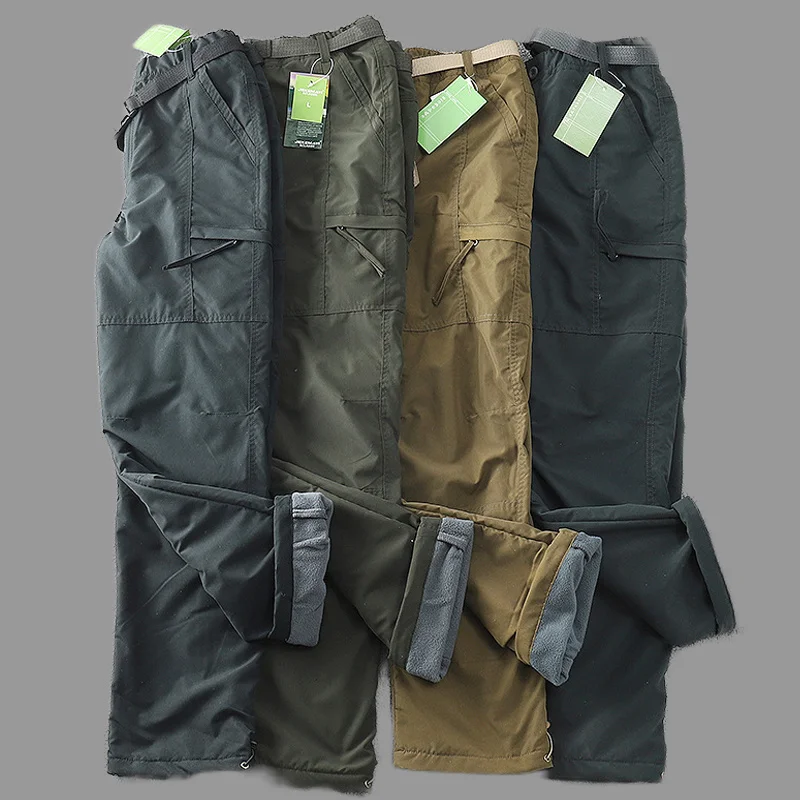 

New 2023 Men's Winter Thick Warm Cargo Pants Military Long Trousers Male Plus Velvet Casual Army Tactical Pantalon Caual