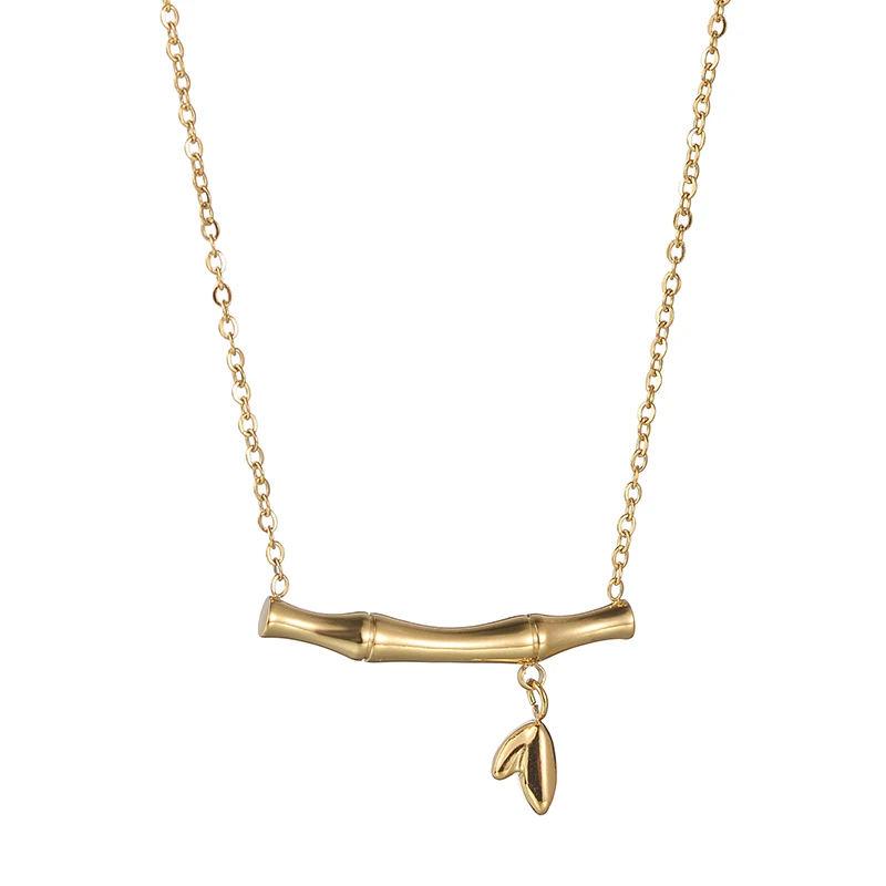 

Simple Stainless Steel Bamboo Joint Necklace for Women Men Pendant Gold Color Link Jewelry Birthday Present Gift