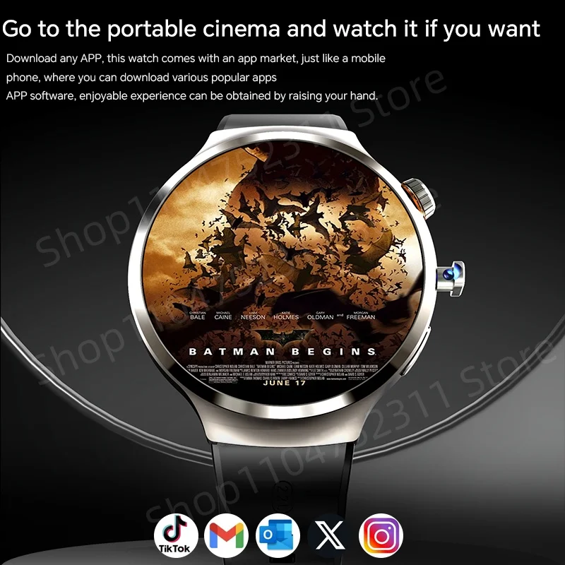 Smartwatch con ampio schermo Amoled da 1,98 pollici 210 °   Telecamera rotante Posizione GPS Monitoraggio sanitario Android 13.0 Smart Watch da uomo