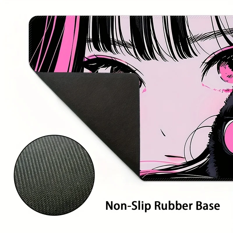 Gaming Mouse Pad Anime Black Cat Eyes Setup Gaming Keyboard Long Pad Computer Desk Mat Large Rug Office Gadgets Kawaii Laptop