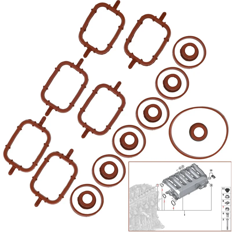 

Компактный комплект прокладок впускного коллектора, 20 шт., 11612246945 для BMW 3 5 6 7 серии E61 E63 E70 E83 E90 E92 X3 X5 X6 11617790198 Pa