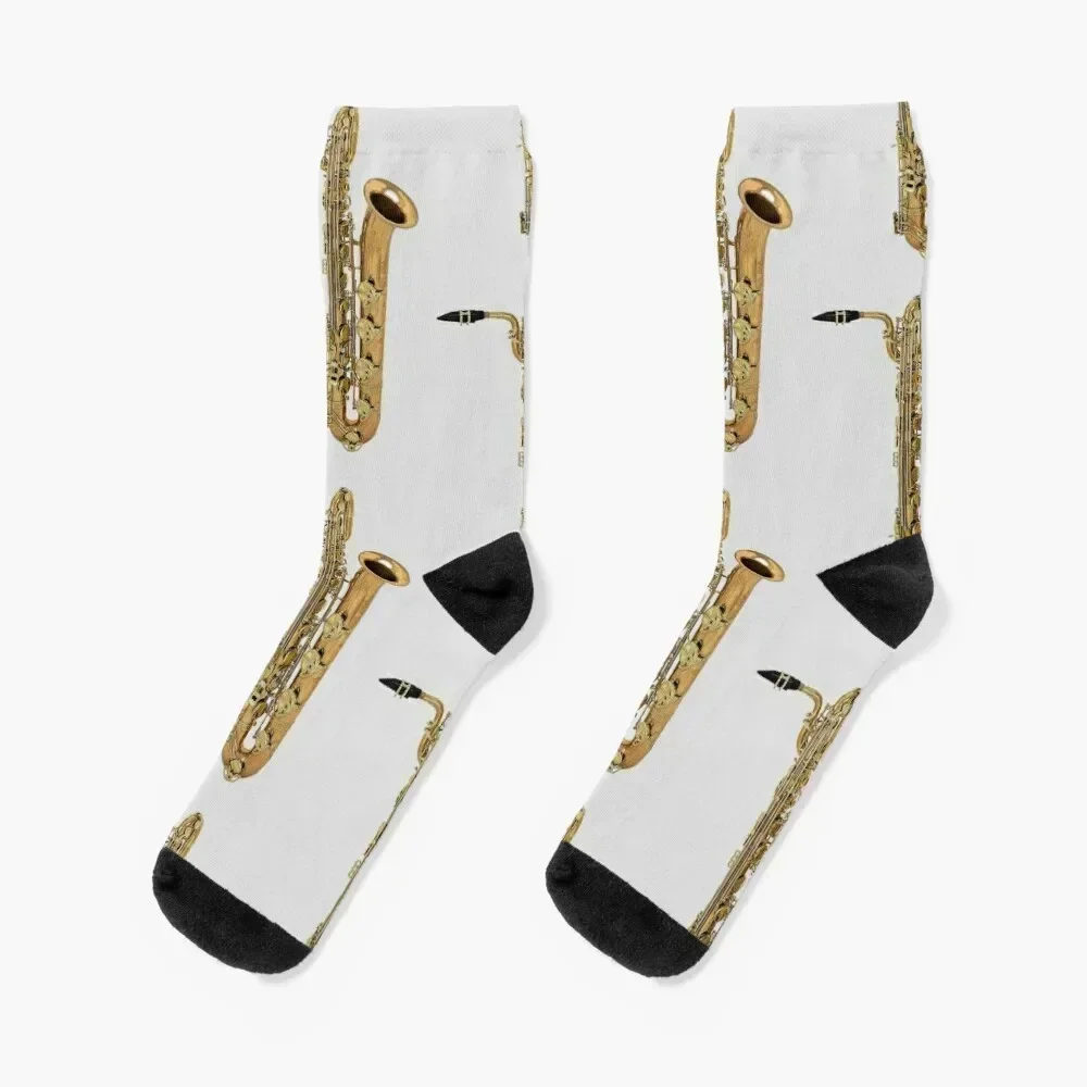 

Big Baritone Saxophone Socks fashionable retro Stockings man sheer Men's Socks Women's