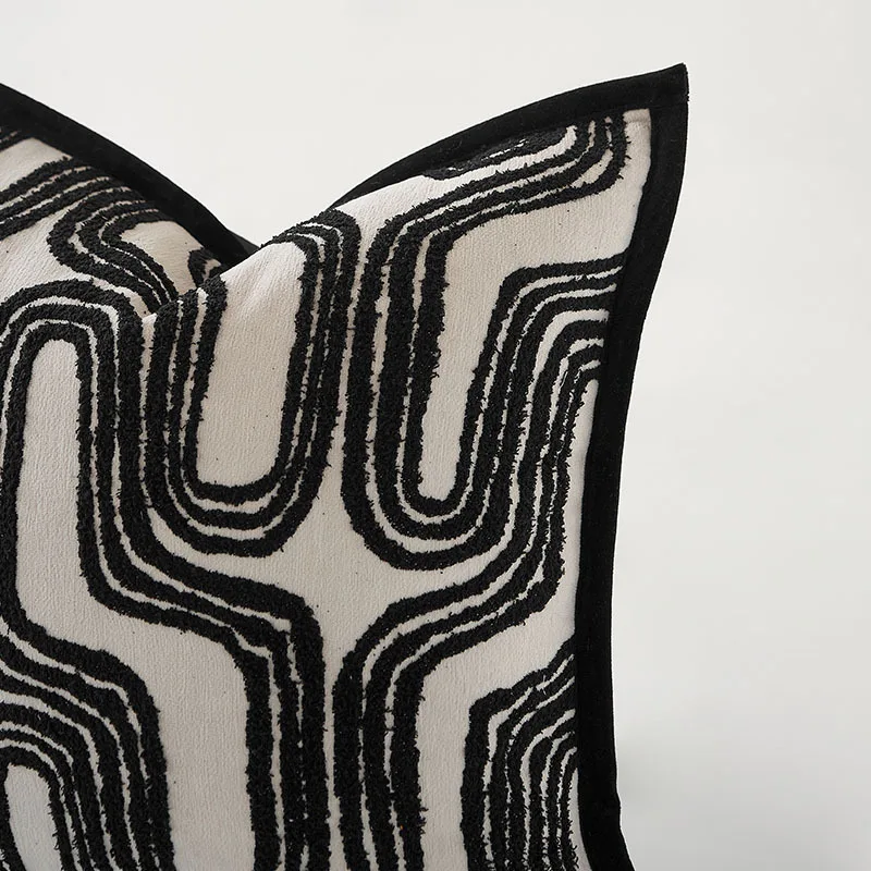 Italienisch Beige Schwarzlicht Luxus Kissen bezug Retro Chenille geometrische Jacquard Kissen bezug dekorative moderne Kissen bezug