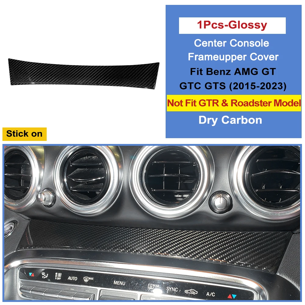 Fit 2015-2023 Mercedes Benz AMG GT GTS GTC Real Carbon Fiber Cover Trim Interior Stick On Accessories Center Console Frame Upper