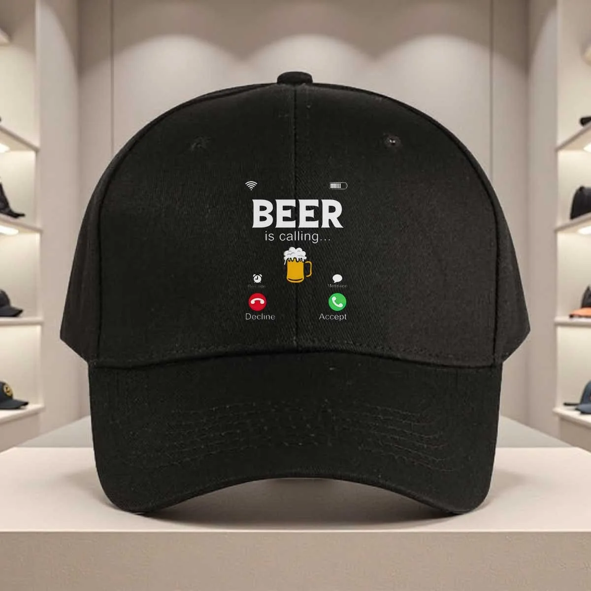 Gorra Trucker con Estampado de Cerveza Apero - Gorra Ligera de Poliéster con Diseño de "LA CERVEZA Llama" y Gráficos de Botellas de Cerveza Rojas/Verdes