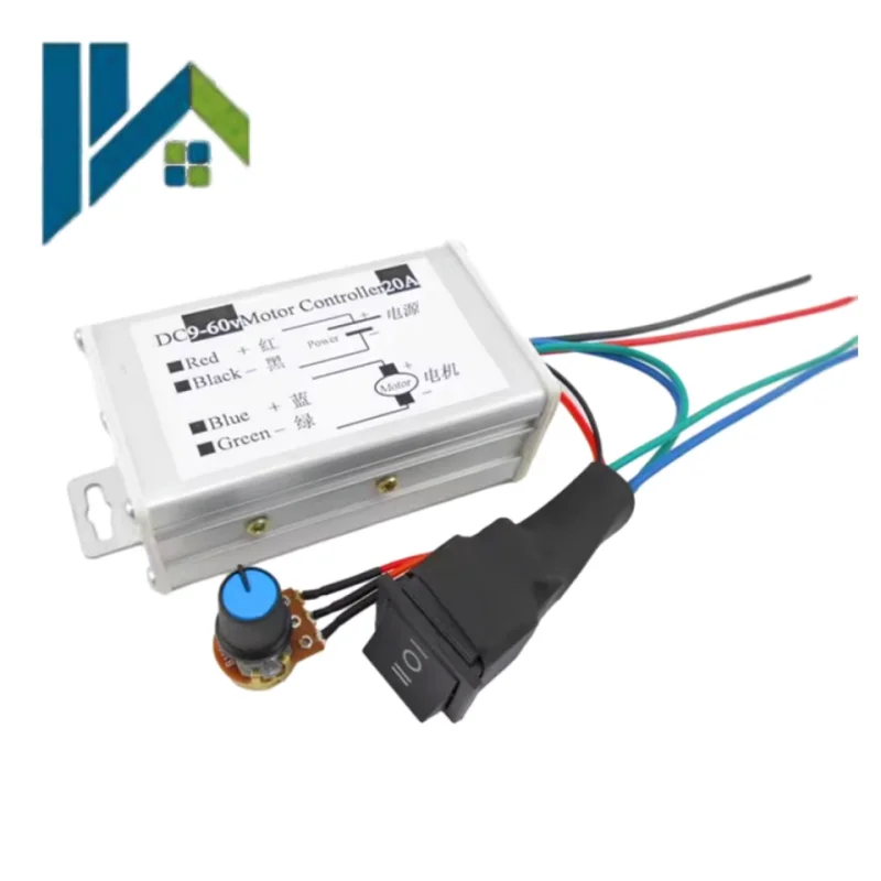 20A DC Motor Speed Controller Forward Reverse Driver Board PWM Pulse Width Modulation Motor Control Board 12V 24V 36V 48V 60V