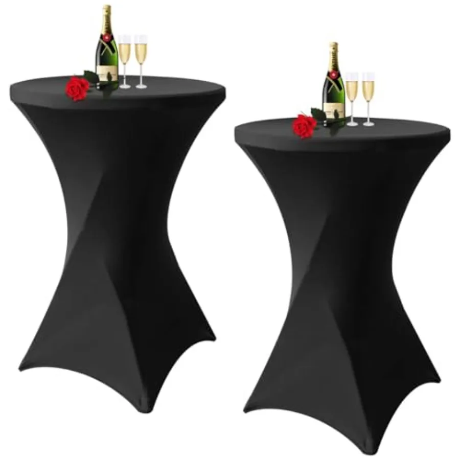 

2 Pack Cocktail Table Covers 32"x43" Spandex Stretch Highboy Top Tablecloth Fitted Round Table Cloths for Bar Wedding Cocktail