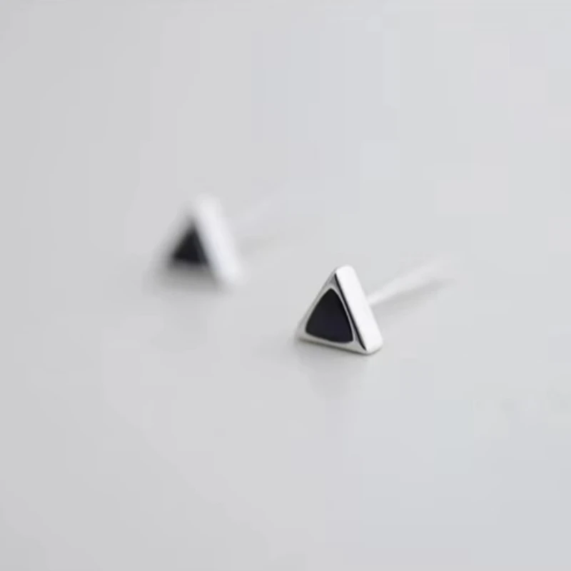 925 Sterling Silver  Drop Triangle Stud Earrings For Women Casual Style Girl Earings Personality Sterling-silver-jewelry