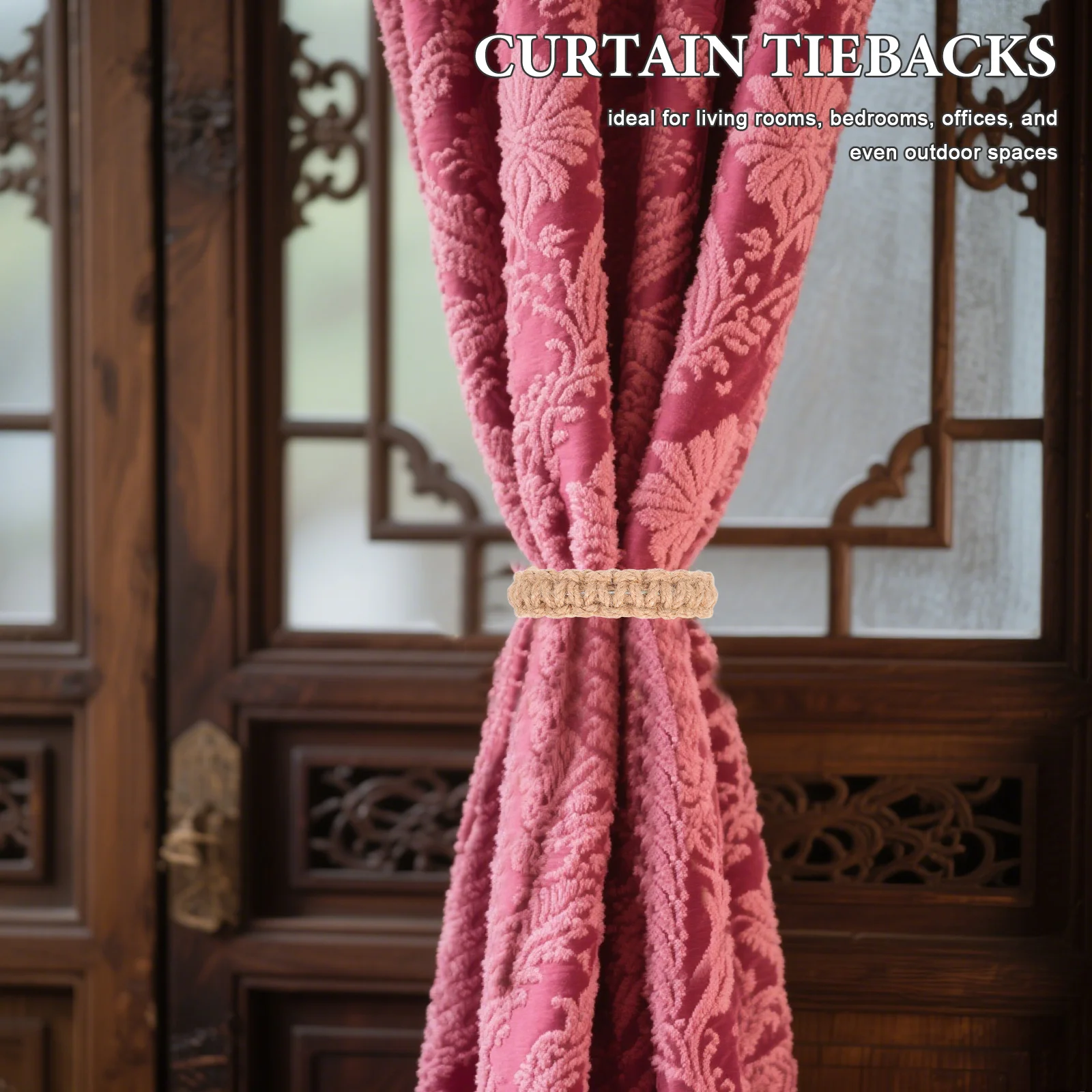 

4 Pcs Curtain Tie Decors Backs Tieback Hemp Rope Creative Tiebacks Hooks Fixing Device Cotton Buckle