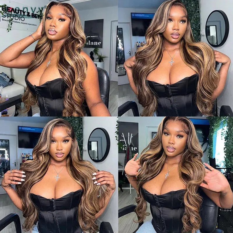 P4 27 Ombre Blonde Lace Front Wigs Human Hair Wigs Pre Plucked 13X4 Colored Ginger Brown Lace Frontal Wigs Body Wave For Women