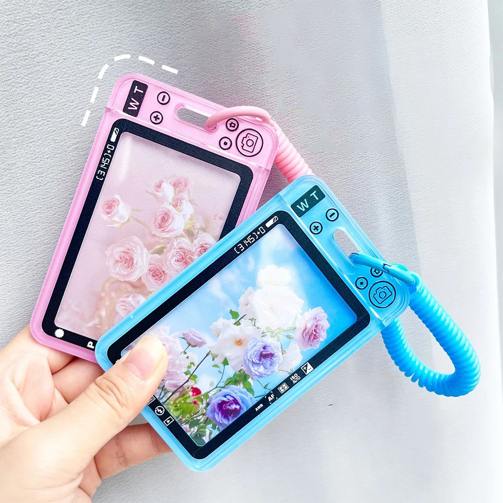 Portatarjetas enchufable acrílico transparente a la moda, funda protectora para tarjetas, llavero, bolso, colgante, tarjetero, soportes para tarjetas fotográficas de Campus