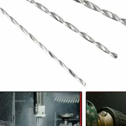 HSS Drill Bits Set 5pcs 200mm Extra Long Fluted Round Shank for Use with Hand Drills on Steel Aluminum Copper Wood and Plastic