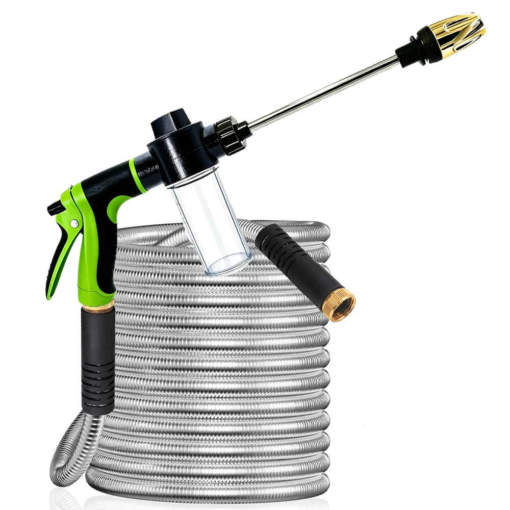 2026 Stainless Steel Garden Hose Magic Water Pipes Home Garden Daily Watering Tools High-Pressure Car Wash Cleaning Water Gun ﻿