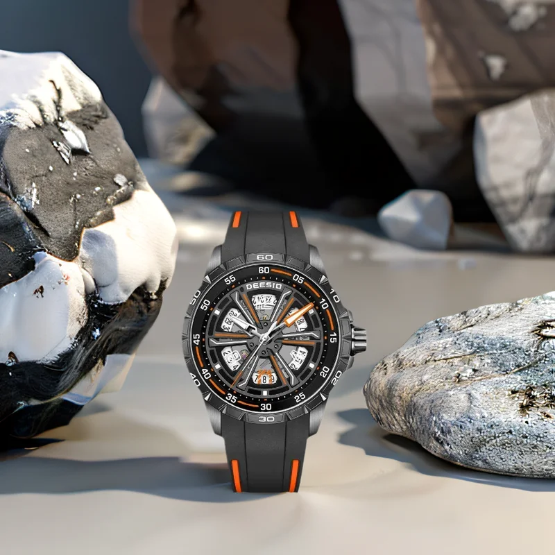 

Deesio D501A Часы серии с колесным приводом Механические наручные часы Корпус из нержавеющей стали Сапфировые светящиеся водонепроницаемые автоматические часы