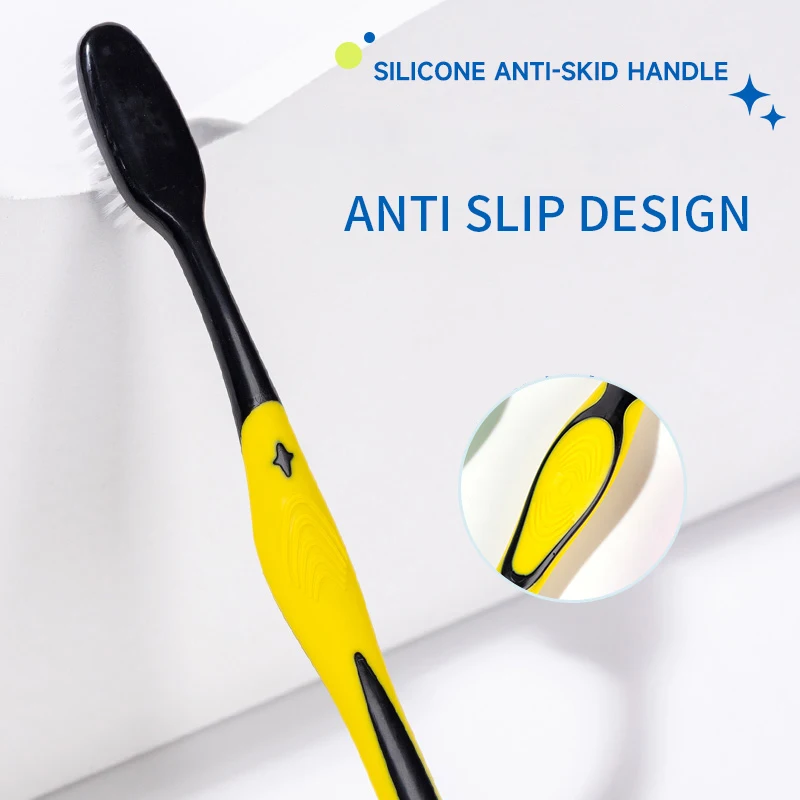 Bamboo Charcoal Soft Bristled Toothbrush Silicone Handle Anti Slip Toothbrush Portable Durable Adult Toothbrush Home Accessories - Image 4