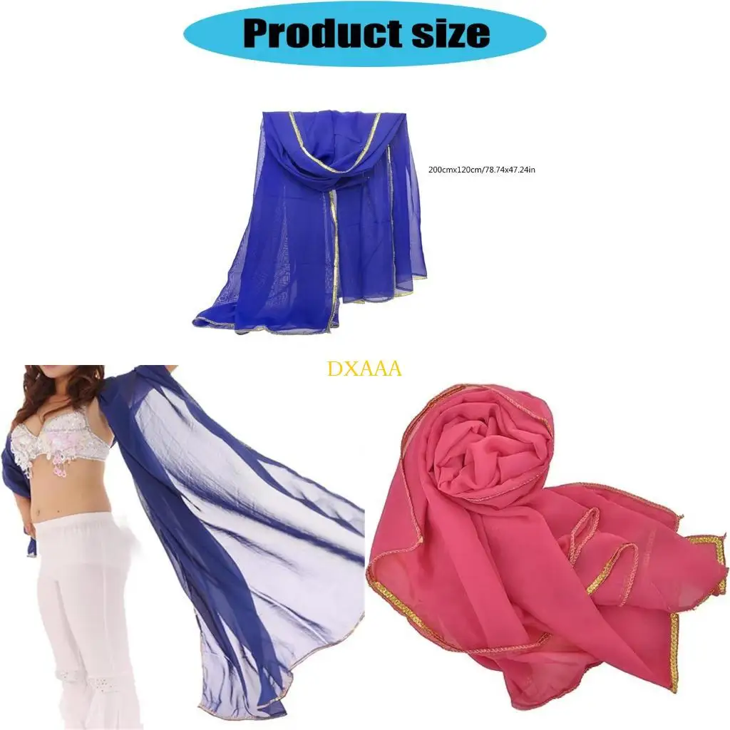 

DXAA Fashionable Belly Dance Scarf for Dancers Including Golden Trim Detail Comfortable Costume Outfit Hip Scarf