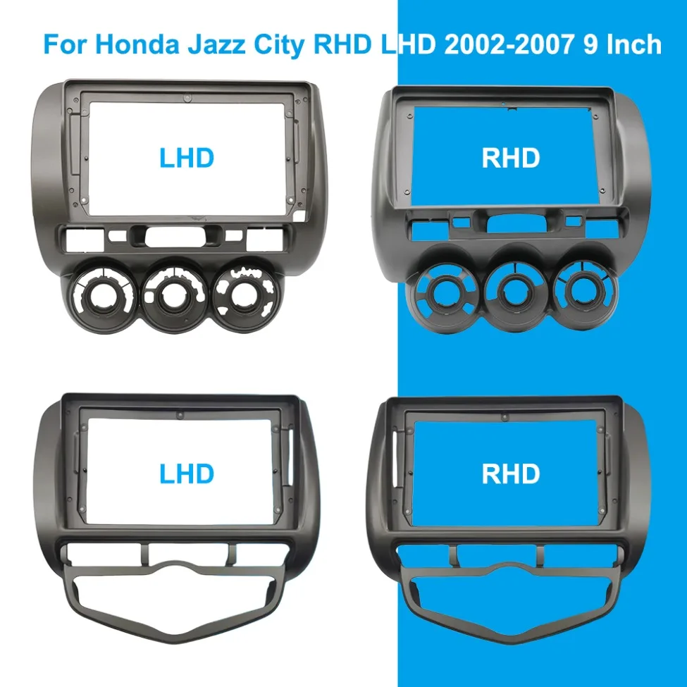 Para Honda Jazz City RHD LHD 2002-2007 9 pulgadas Radio de coche Fascia Android Panel carcasa marco 2Din unidad principal cubierta de tablero estéreo