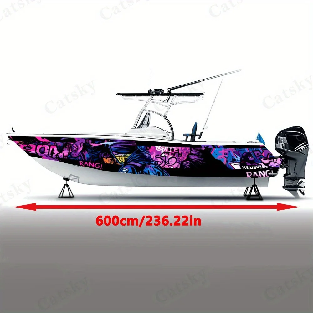 Colorful Street Style Boat sticker vinyl ship pontoon deck Boat fishing decorative pontoon boats decal