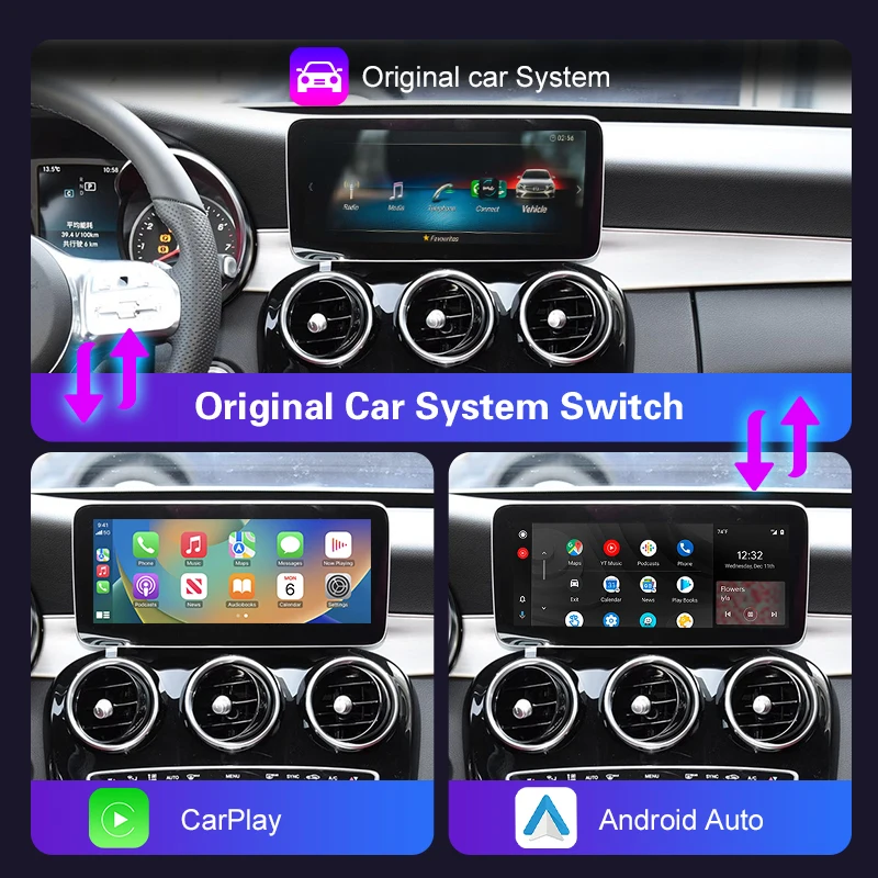 Wireless CarPlay for Mercedes Benz C/S Class W205 W222 2017-2019 with NTG5.5 Android Auto Mirror Link AirPlay Car Play Functions