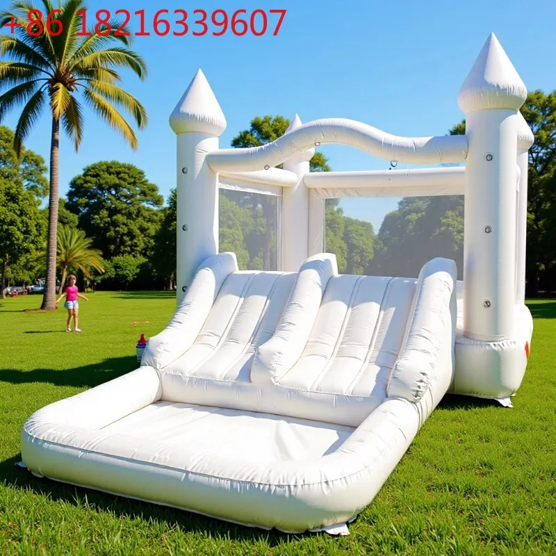 YAO White Inflatable Castle Slide Trampoline Integrated Outdoor Home