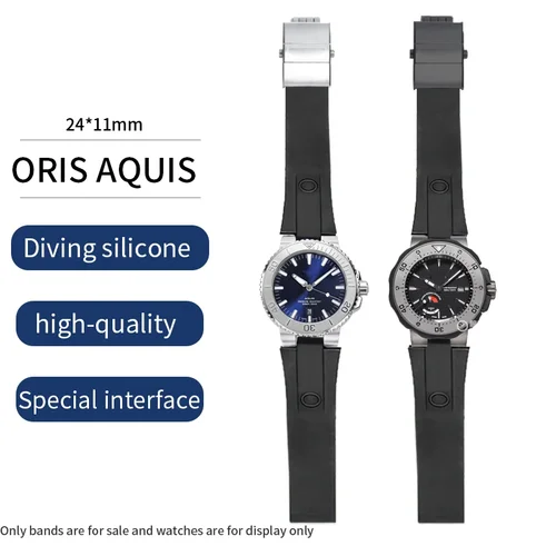 Imagen 2 del producto Interfaz convexa 24*11 correa de goma de silicona para pulsera ORIS AQUIS correa de reloj de buceo correa de reloj impermeable hebilla plegable