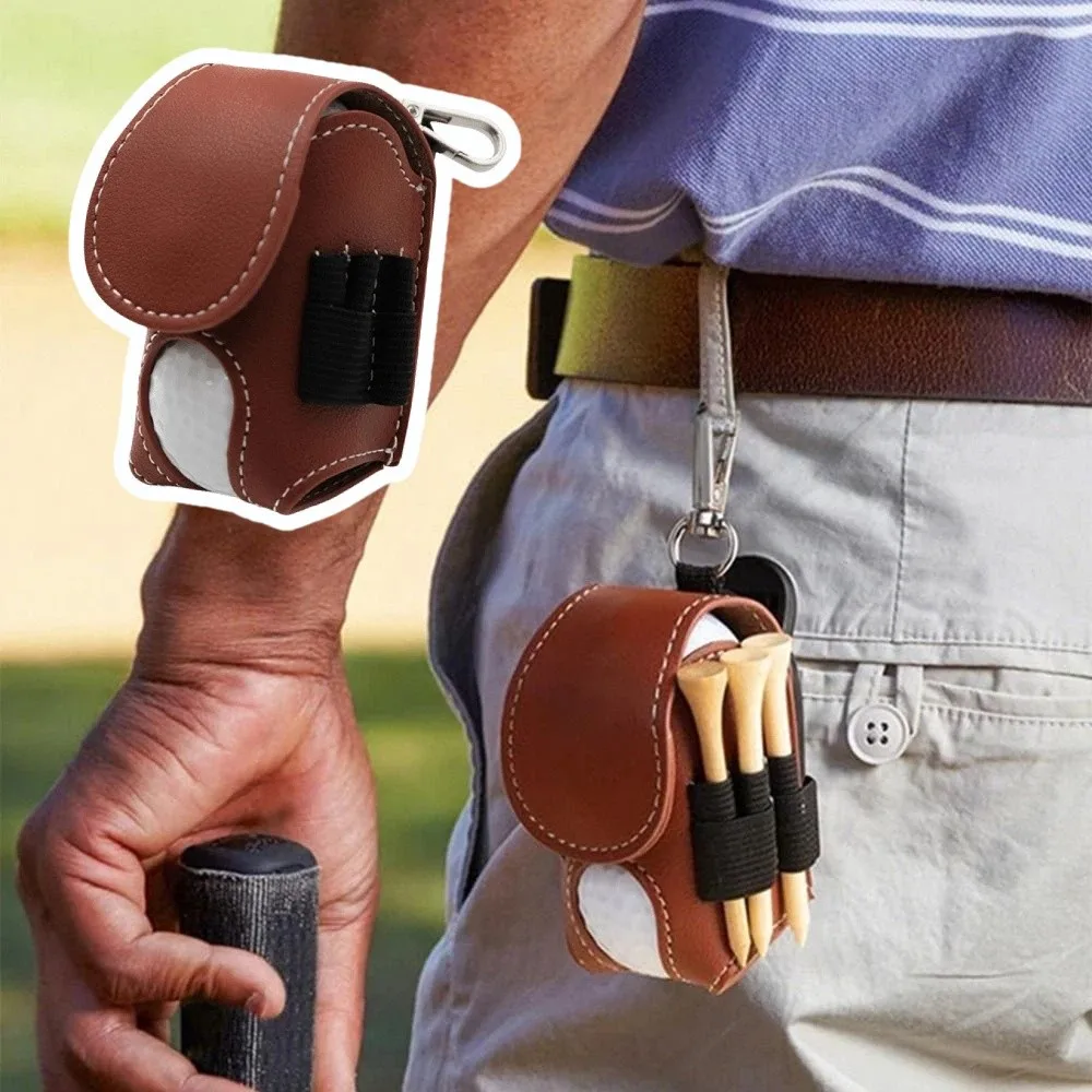 

Portable Golf Ball Pouch PU Leather Waterproof Golf Waist Holder Bag Metal Buckle Lightweight Golf Tee Set Bag Outdoor Golf