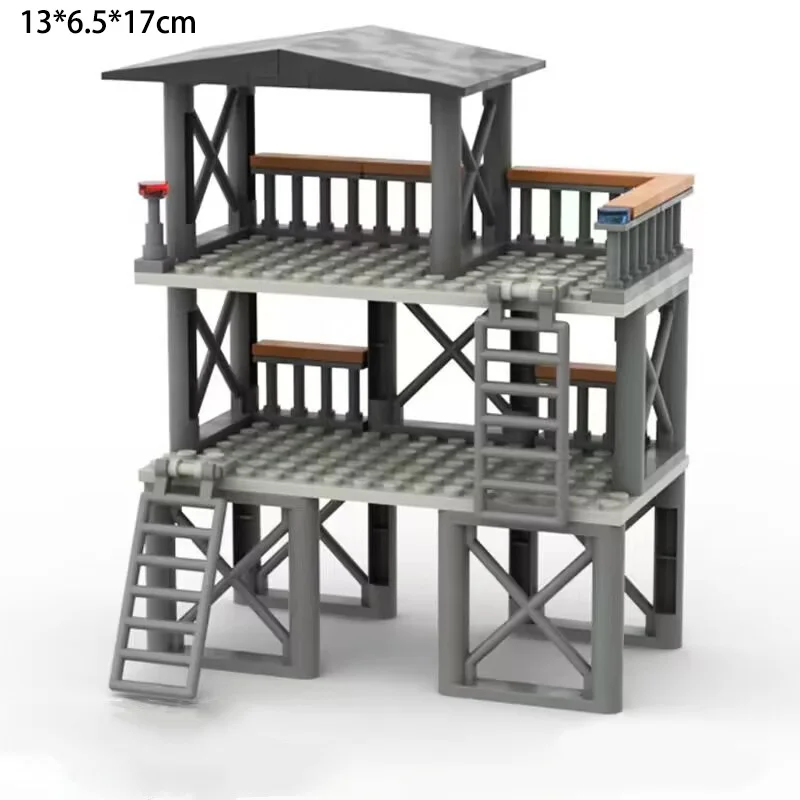 WW2 Militärbasis Wachturm Bausatz Armee Soldat Bausteine Schlachtfeld Modell Spielzeug für Kinder DIY Montage – Detail 2