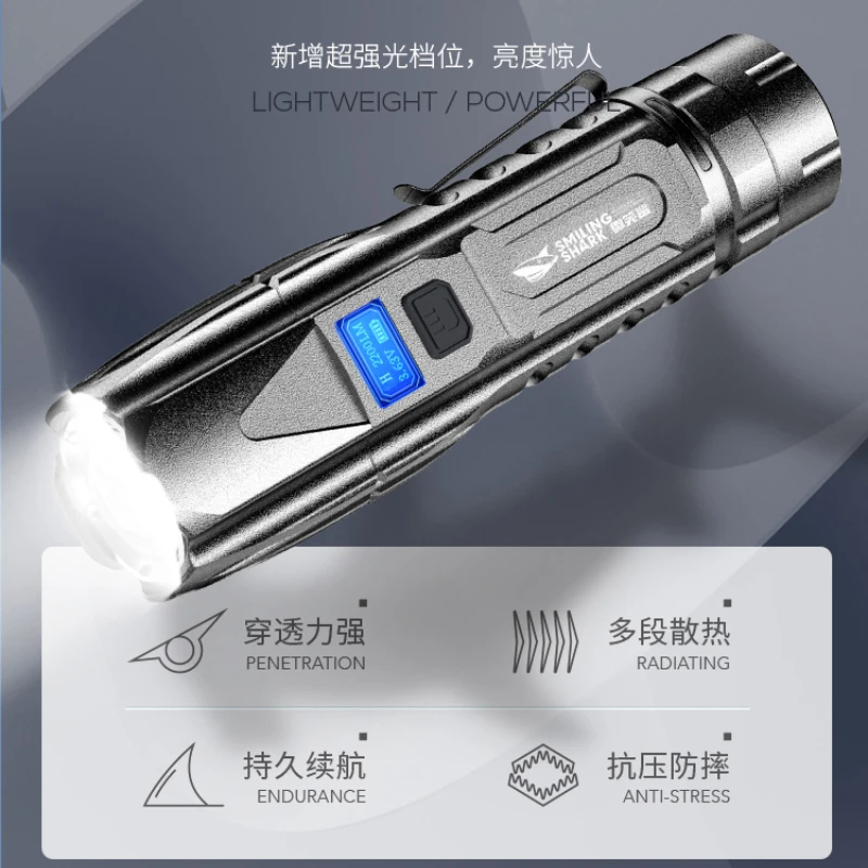 Strong Light Flashlight Outdoor Home Small Portable Ultra-bright Long-range High-power Charging Zoom LED Mini Flashlight