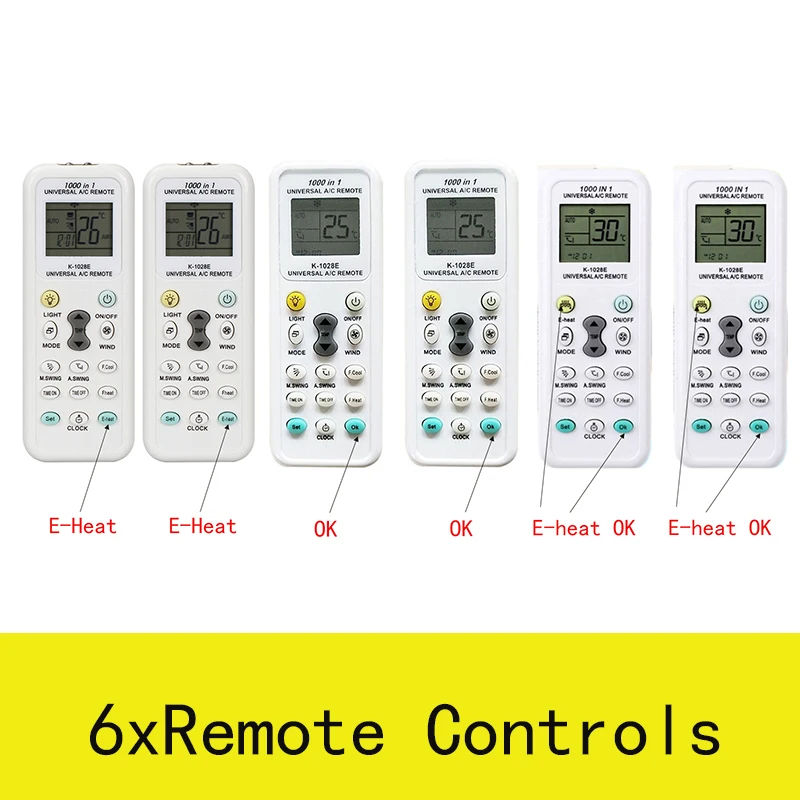 6 шт. K-1028E сменный пульт дистанционного управления для Samsung Panasonic LG Fujitsu A/C кондиционер ЖК-контроллер кондиционера