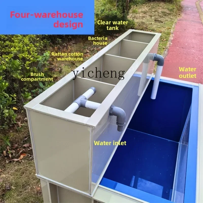 

TQH ultra-white glass filtration indoor and outdoor courtyard household external dry and wet separation fish pond