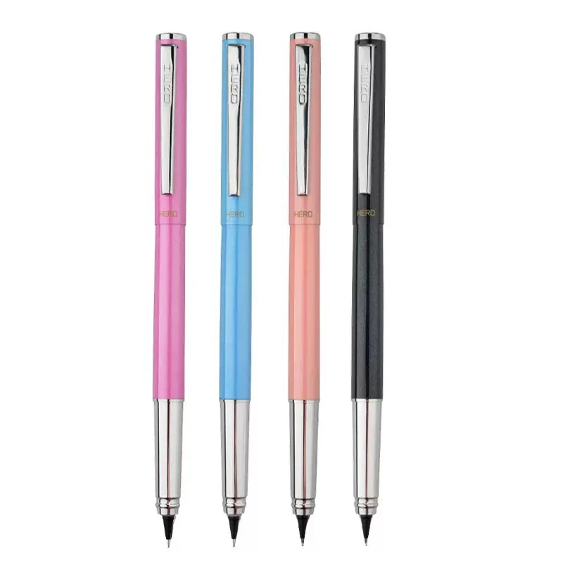 1 Pcs Hero 3266 0.5mm Iridium Nib Steel Fountain Pen 360 Degree Writing Ink Pen For Male & Female Stationery