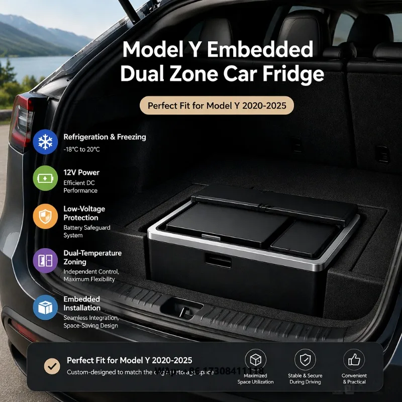 35L Dual Zone Embedded Car Fridge for  Model Y